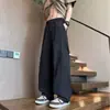 Pantalones casuales de malla de seda helada hueca, de estilo americano de moda, para primavera y otoño, unisex, cintura elástica con cordón, pantalones largos deportivos