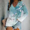 Camiseta de manga larga para mujer, corte holgado, cuello en V, estampado animal 3D digital interesante, transfronteriza, al por mayor