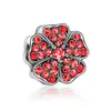Contas brilhantes vermelhas em formato de coração com diamante, furo grande, em estoque, atacado, DIY, liga metálica, formato de coração, contas soltas, acessórios de joalheria com contas