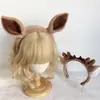 [Menina Cervo] Faixa de Cabelo com Chifres de Cervo Fofos Faixa de Cabelo com Orelhas de Cervo de Pelúcia Lolita Joker