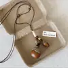 Collar de Cuerda Trenzada con Piedra Pequeña para Mujer, Cadena para Clavícula Estilo Chino Nuevo Retro, Accesorio Largo Colgante para el Cuello con Manchas