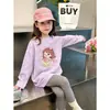 Camiseta Redonda para Niña 2026 Otoño Nuevo Estilo Niña Pequeña 100% Algodón Cuello Redondo Casual Manga Larga para Niños Mayores