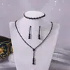 Juego de Joyería de Boda con Diamantes Brillantes Vintage, Pendientes de Banquete de Lujo Ligero, Pulsera, Collar, Joyería de Lujo Ligero de Exportación, Exclusivamente para Suministro
