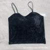 Cabide de veludo dourado alça fina all-match base beleza volta tubo top copo de látex desgaste exterior camisola roupa interior sem costura para as mulheres