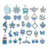 Azul Lago Gotejamento de Óleo Mamadeira Floco de Neve Laço Coração Pingente Acessórios Artesanais Pulseira Colar Acessórios de Joia