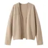 Cardigan de Tricô de Caxemira Estiloso e Elegante para Mulheres, Corte Relaxado Estilo Coreano, Emagrecedor, Casaco Suéter Sem Botões