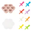 Nuevo contenedor de silicona para alimentos de 7 compartimentos con tapa, molde para cubitos de hielo, molde DIY para paletas de helado caseras
