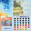 Set de caja de hierro de pigmento de acuarela sólida transfronterizo de 36 colores, pigmento sólido concentrado soluble en agua para viñeteado, 48 colores venta al por mayor de fábrica