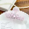 Grampo de Cabelo de Mármore Colorido Estética Francesa Flor de Três Pétalas Presilha de Acetato Fashion Simples Versátil Acessórios de Cabelo Atacado