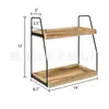 Estante de almacenamiento de cosméticos de madera maciza, estante de almacenamiento de tarros de condimentos de cocina de doble capa para el hogar, estante de almacenamiento organizador de escritorio de madera