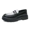 Zapatos Gruesos de Estilo Británico de Moda para Hombre, para Todas las Estaciones, con Plataforma para Aumentar Altura, Slip-On, Mocasines Slip-On Bajos, Tallas Grandes