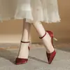 Jin Gang CG8003 Baotou Zapatos de Tacón Alto Huecos para Mujer 2024 Primavera y Otoño Tacón de Aguja Puntiagudos de Satén de una Sola Capa para Mujer