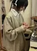 Nuevo Suéter Elegante de Moda Coreana Chic de Alta Gama Gris Oscuro con Solapa para Mujer Otoño 2025