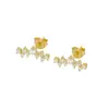 Set de Aretes de Lujo Populares Transfronterizos Europeos y Americanos, Cobre Chapado en Oro Real Incrustado con Circonita, Aretes de Lujo Ligero y de Gama Alta