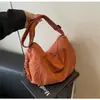 Bolso bandolera de nailon liso de color sólido simple con diseño de cordón plisado, bolso nube, ligero y versátil para el día a día, bolso dumpling de hombro para ir al trabajo