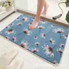 Tapete de Chão Simples para Banheiro Transfronteiriço Absorvente de Água Antiderrapante Imitação de Caxemira Tapete para Pés Planta Flor Pelúcia Decorativo Tapete para Sala de Estar