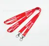 Fábrica de Dongguan fornece produção de cordão de pescoço com alça, cordão de nylon para transferência de calor, cordão para crachá de peito de poliéster no atacado