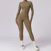 Macacão de Yoga de Manga Longa Yuean Transfronteiriço com Zíper Sensação de Pele Nua Body Esportivo de Fitness de Alta Intensidade 8306