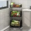 Estante de Almacenamiento para Cocina de Pie Multifuncional Gran Capacidad Estante de Almacenamiento para Frutas y Verduras Multicapa Móvil Carrito Pequeño Cesta para Verduras