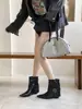 Botas Curtas Elegantes Estilo Francês Sexy Bico Fino Salto Anabela Novidade Outono/Inverno 2026