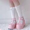 Zapatos Dulces Mary Jane Redondos de Primavera 2021 Nuevos Zapatos Pequeños de Cuero con Tacón de Cuña y Suela Gruesa Zapatos Planos de Exportación de Amazon para Mujer