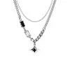 Collar de Doble Capa con Estrella para Hombre Cadena de Suéter de Moda Diseño de Nicho de Lujo Ligero Estilo Hip-Hop Cadena para Clavícula de Pareja Niños y Niñas
