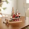 Adornos Navideños de Madera Pintada de Gran Venta, Artículos Decorativos de Madera para Mesa de Papá Noel en su Trineo, Árbol de Navidad