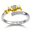 Joyería transfronteriza abriendo anillo de amor accesorios moda europea y americana adornos de mano trama de madre regalo anillo MOM mujeres