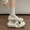 Zapatos Mary Jane Retro 2026 que Aumentan la Altura para Mujer Lazo Pequeño Nicho Nuevo Punta Cuadrada Escotados Zapatos de una Sola Pieza Hebilla de Cuero Cuero Suave