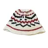 Chapéu de Lã Tricotado à Mão com Padrão Fair Isle Colorido Misturado Estilo Coreano para Mulheres, Chapéu Quente de Inverno com Barra Rebatida Protegendo as Orelhas