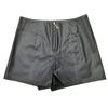 2034 # Shorts de Couro PU Estilo Novo Europeu e Americano para Mulheres, Calças Versáteis de Cintura Alta em Linha A de Perna Larga, Calças de Couro Outono e Inverno, Leggings Casuais, Calças para Botas