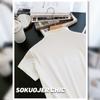 Camiseta de cuello medio alto modal de alta calidad para mujer, de verano, elástica, ajustada, con parte inferior interior, elegante, ligera, para mujer, de media manga.