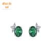 S925 Prata Elegante Oval Esmeralda Zircão Brincos Nicho Moda High-end Retro Exquisite Ear Jewelry