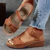 Sandalias Europeas y Americanas Transfronterizas de Tallas Grandes con una Sola Tira, Modelo Nuevo con Velcro, Tacón de Cuña Gruesa de Suela Gruesa Transfronterizo de Amazon, Venta al por Mayor de Tallas Grandes