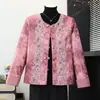 Nova coleção de outono para mães baixinhas: Cardigã bordado com lantejoulas estilo chinês, modelo 2026, peça de outer wear de corte solto para mulheres de meia-idade e idosas