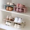Estante de Plástico de Doble Capa para Zapatos, Soporte de Zapatos de Doble Capa, Organizador de Zapatos Integrado para Guardar Zapatos y Pantuflas