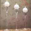 Portavelas transparente alto estilo europeo para cena a la luz de las velas, vaso para vela perfumada, decoración de escritorio para el hogar, disponible para venta al por mayor