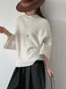 La nueva colección de otoño de Juzhi presenta un top tipo suéter de cuello redondo holgado estilo coreano con mangas murciélago, suéter 2608