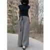 9619 Big Love Meiyuan Verano 2025 Nuevo Camiseta Básica Negra sin Mangas Pantalones Casuales de Pierna Ancha a Cuadros Ropa Delgada para Mujer