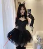 Gueno Plus Size 100kg com tamanhos europeus e americanos, festa noturna de Halloween cosplay diabo e anjo fantasia sexy