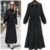 Vestido Feminino Plus Size com Estampa de Bolinhas e Mangas Longas Estação Europa Amazon 2022 Vestido Longo Bohemian Plissado