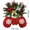 Corona de Navidad Centelleante Transfronteriza Guantes de Navidad Guirnalda Brillante Copos de Nieve Afelpados Hojas de Pino Bayas