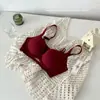 8833 Chica 3D Suave Pull-Up Corte Hueco Push-Up Copa Estéreo Lencería Melocotón Pecho Bola Sujetador Pechos Pequeños Mostrar Grande Tirantes