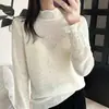 Suéter de renda jacquard com gola meia alta francesa, camisa de base de malha, estilo Chanel interno feminino, estilo ocidental suave, elegante, top