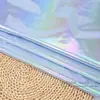 Tela Pongee No Elástica Estampada con Foil con Efecto Láser Arcoíris Gradiente Iridiscente para Ropa, Bolsos y Manualidades Tela Estampada con Foil de Poliéster