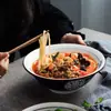 Tigela de Ramen Estilo Japonês em Cerâmica, Tigela Grande para Sopa, Tigela Criativa Personalizada para Macarrão com Carne, Tigela para Macarrão Instantâneo