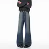 Jeans acampanados de jacquard a cuadros para hombre, estilo retro americano, pierna ancha, realzan la altura, adelgazantes, pantalones casuales estilo vibe, Xintang