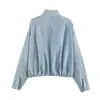 Ins estilo europeo y americano 2026 nueva moda temperamento Amazon venta al por mayor suelta cuello alto manga larga chaqueta de mezclilla