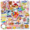 Nuevo producto transfronterizo: 50 Pegatinas de Caricaturas de Dulces, Materiales de Decoración Personalizados DIY de Postres de Paleta, Pegatinas Impermeables