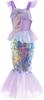 Explosiones Transfronterizas Vestido de Tirantes Princesa Sirena Falda de Lentejuelas Cola de Pez para Niña Vestido de Gasa con Cintura Fruncida